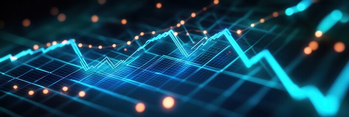 Dynamic background of intersecting trend lines representing political and economic analysis with a cool blue and green color palette