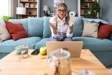Telemedicine. Young woman doctor working at home office, private general practitioner, healthcare and medical female worker using laptop computer for contact with senior patients Helping people online