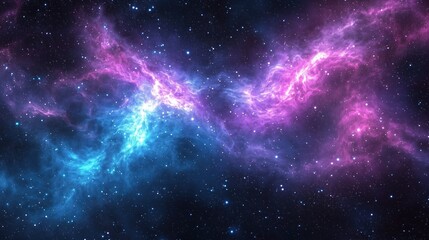 Obraz premium Vibrant cosmic clouds swirl in shades of pink and blue against a starry backdrop in deep space