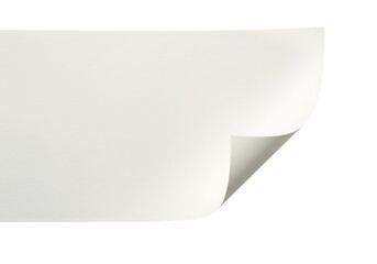 White paper sheet with curled corner isolated on Transparent Background