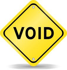Yellow color transportation sign with word void on white background