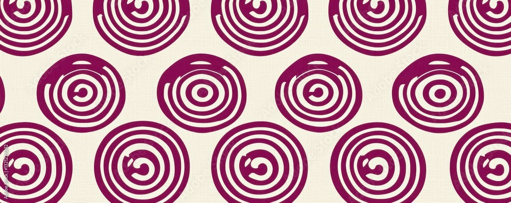 Aufkleber abstract purple concentric circles pattern on cream background seamless design texture