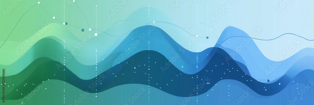Poster dynamic blending of trend lines and data grids showcasing political and economic analysis in cool bl