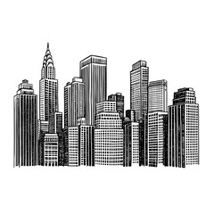 Fototapeta premium Charming skyline illustration featuring intricate engravings of architectural wonders in a timeless vector style