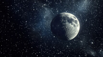 Fototapeta premium Majestic Moon in Starry Night Sky