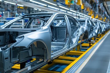 Car Assembly Line with Doors in Production Stage