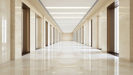 Obraz premium Elegant Marble Hallway Interior Design Luxury Beige Tiles Modern Architecture