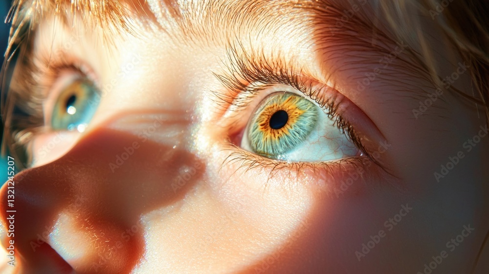 Poster close-up of a child's eye. the eye is the focal point of the image, with the pupil in the center and