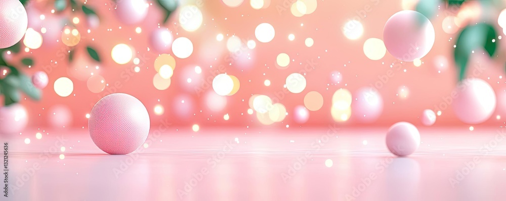 Poster 3d abstract art background concept. soft pastel spheres with bokeh effect create a dreamy and serene