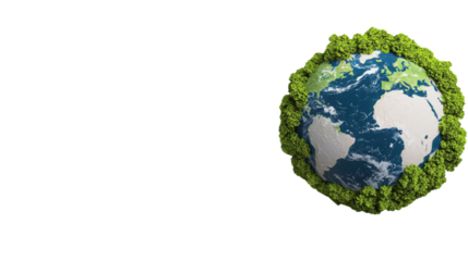 A digital 3D of a spherical model of the Earth covered in lush green foliage symbolizing ecology environmental sustainability and the preservation of our planet s natural resources and biodiversity
