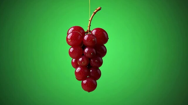 Hanging Grapes on Vine Isolated on Green Screen Background for Creative Editing