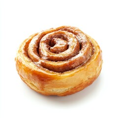 Fototapeta premium Delicious Cinnamon Roll with Glaze on White Background for Breakfast