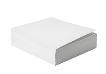 Stack of Plain White Paper Sheets on Transparent Background Close-Up