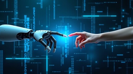 Human & AI Collaboration – Artificial Intelligence, Future Technology, Robotics Integration, Digital Transformation, Machine Learning | High Resolution 300 DPI image