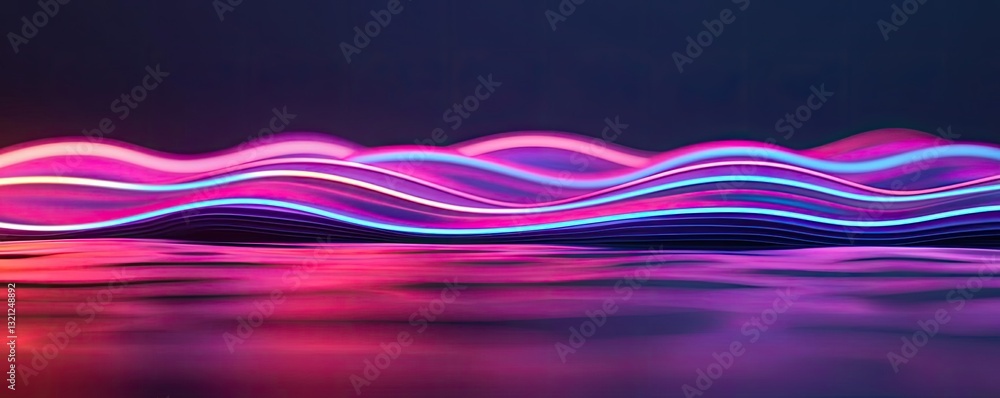 Poster 3d abstract art background concept. vibrant abstract waves in pink and blue, creating a mesmerizing 