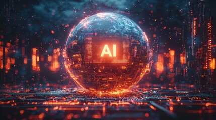 Futuristic ai sphere a glimpse into tomorrows digital network