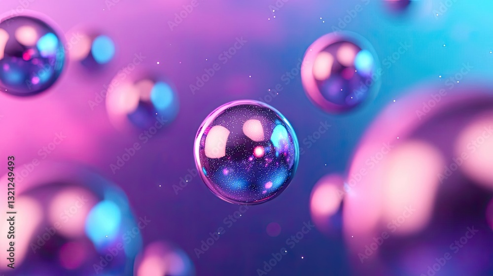 Poster 3d abstract art background concept. colorful and vibrant abstract bubbles floating in a dreamlike at