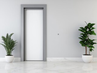 Modern elevator doors opening in a sleek, minimalist office, symbolizing career advancement