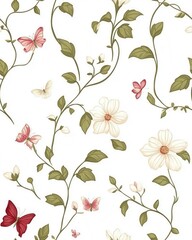 Wild daisies intertwined with vines creating a beautiful flower pattern for nature-inspired artistic and decorative uses