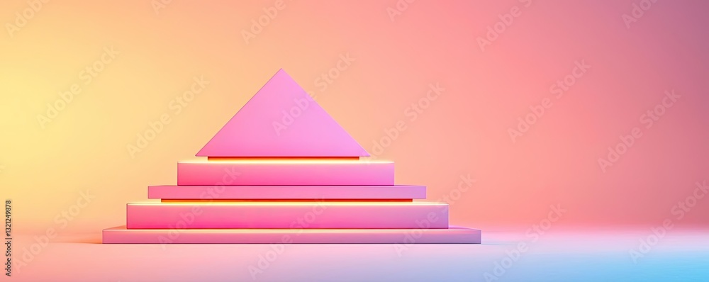 Poster geometric shapes illustration abstract background concept. abstract geometric pyramid shape on a gra