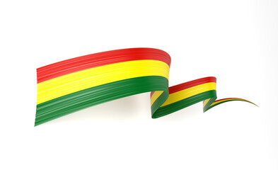 3d Flag Of Bolivia 3d Wavy Shiny Bolivia Ribbon Flag Isolated On White Background 3d Illustration