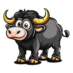 Fototapeta premium Cartoon Bull with Large Horns