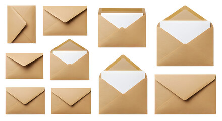 Sending Mail Assortment Grouped Together on Transparent Background - Invitation Concept