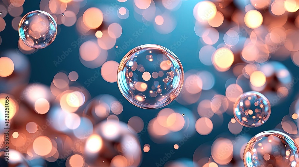 Poster 3d abstract art background concept. abstract bubbles floating in a colorful background, showcasing l