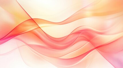 Obraz premium Abstract flowing waves in soft pink and orange hues create a serene background with a smooth gradient effect