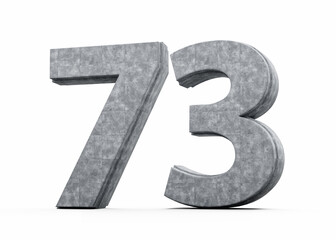 Concrete Number Seventy Three 73 Digit Made Of Grey Concrete Stone White Background 3d Illustration