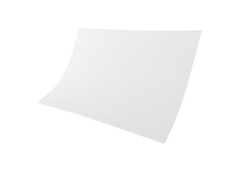 Floating Blank White Paper Sheet on Transparent Background for Mockup