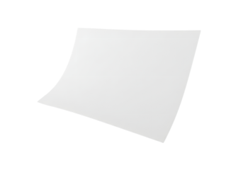 Floating Blank White Paper Sheet on Transparent Background for Mockup