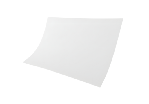 Floating Blank White Paper Sheet on Transparent Background for Mockup