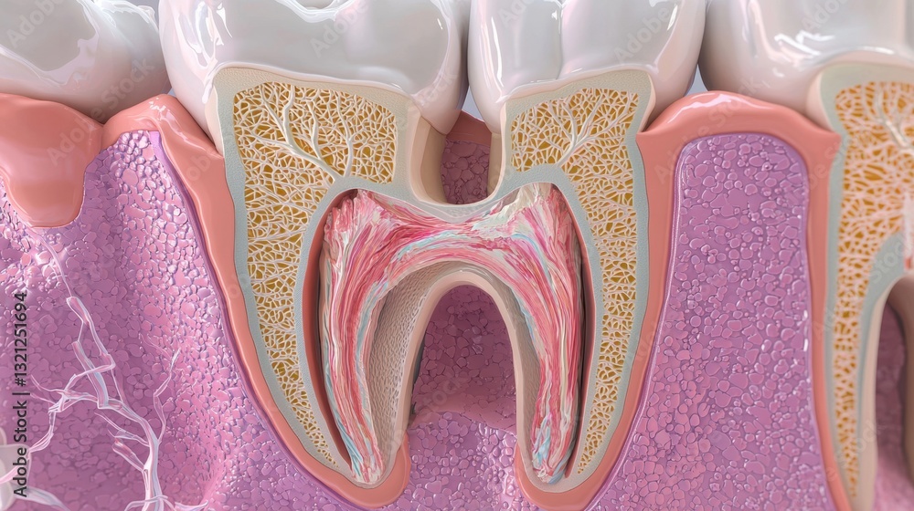 Aufkleber cross-section of a tooth, showing the internal structure of the tooth. the tooth is divided into two