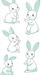 vector set of easter rabbits