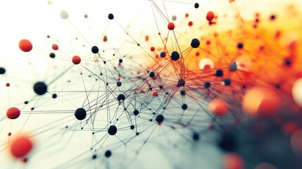 Abstract network of interconnected nodes and lines, showcasing vibrant colors and depth, ideal for technology themes