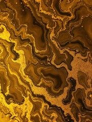 Swirling gold glitter in rich abstract alcohol ink, luxurious backdrop, abstract,rich