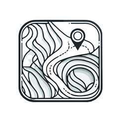 Obraz premium Map with routes icon illustration featuring pathways and location pin in a sleek design