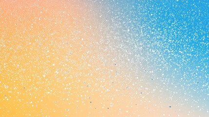 Fototapeta premium Vibrant abstract background with a gradient of orange and blue, featuring scattered white particles resembling glitter