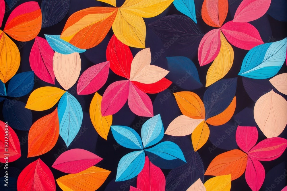 Poster seamless floral pattern with colorful abstract petals creating a vibrant and cheerful design, perfec