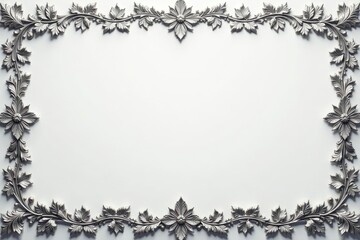 Elegant silver leaf lace, ornate border & background, asset, rich