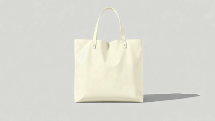 Cream colour tote bag mock up with grey background