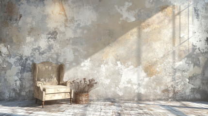A grunge-style vintage interior background with a rustic charm