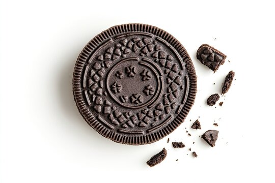 Food photography a Oreo pancakes top view isolated on a white