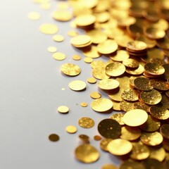 Scattered gold sequins form a sparkling, textured surface , gold sequin texture, glitter