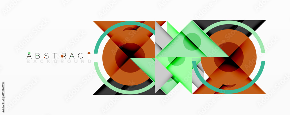 Aufkleber abstract geometric composition with intersecting triangles, circles, and gradients, creating a dynam
