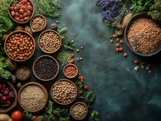Assorted Organic Nuts, Seeds, Spices, and Herbs: A Colorful and Flavorful Harvest of Healthy Ingredients for Creative Cooking