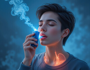 Obraz premium Breathless – Stunning Respiratory Distress Illustrations for Medical and Wellness Concepts