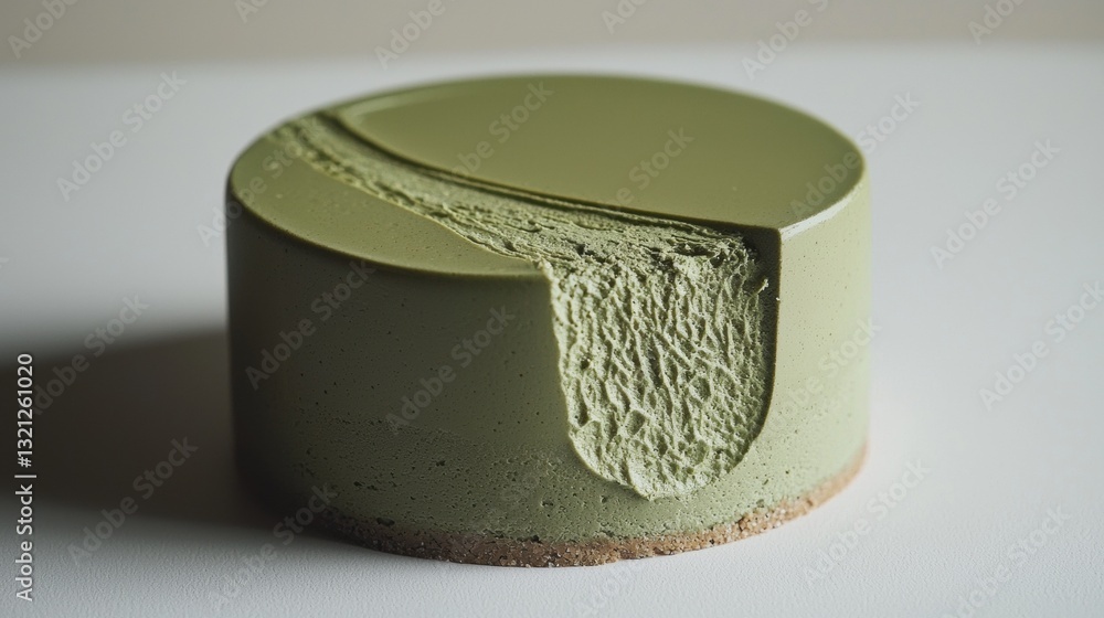 Poster close-up of a round, cylindrical object with a light green color. the object appears to be made of a