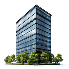 Single eco business skyscraper isolated on white background.